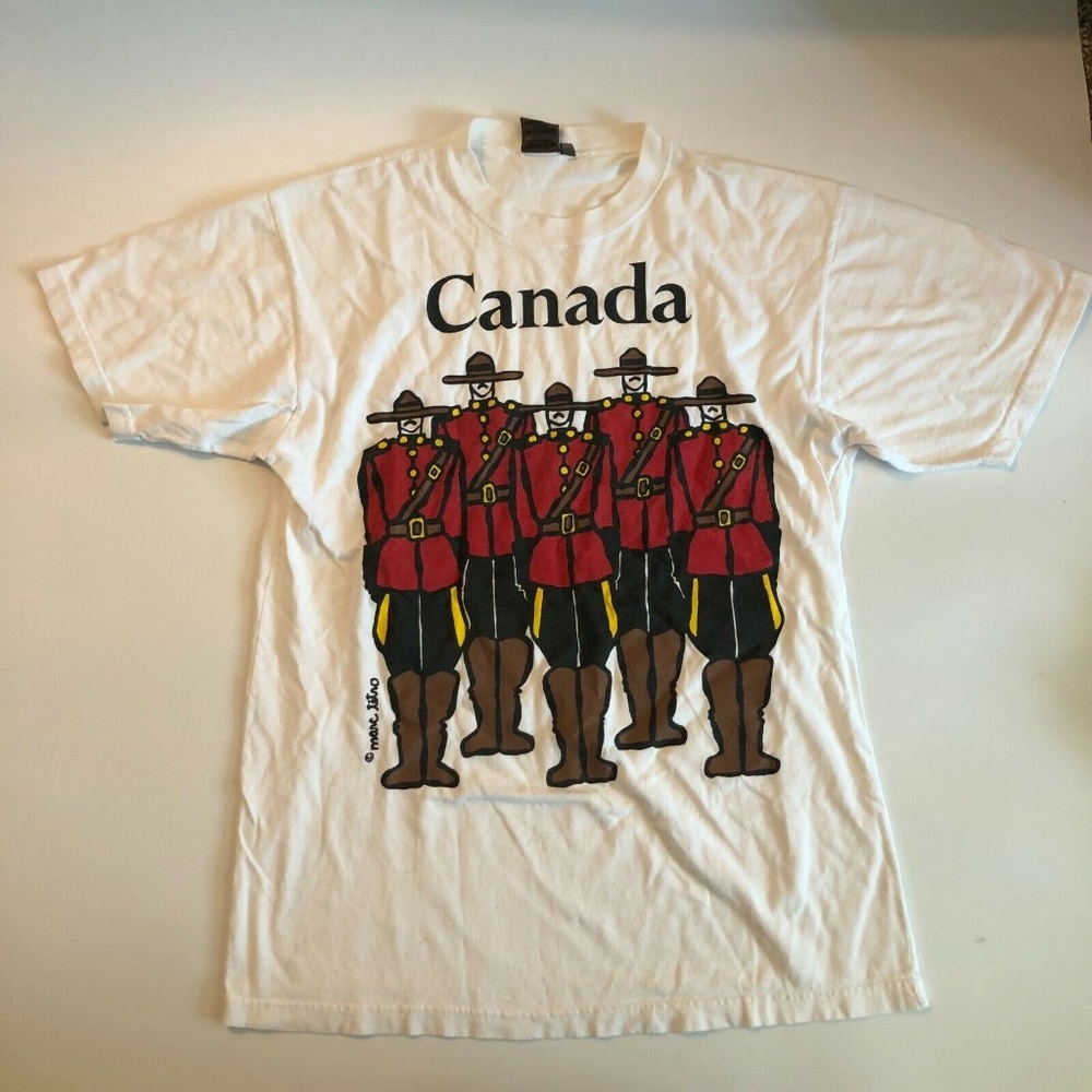 Marc Tetro Canada Mounties T-Shirt Mens S/M White Police Single Stitch Y88